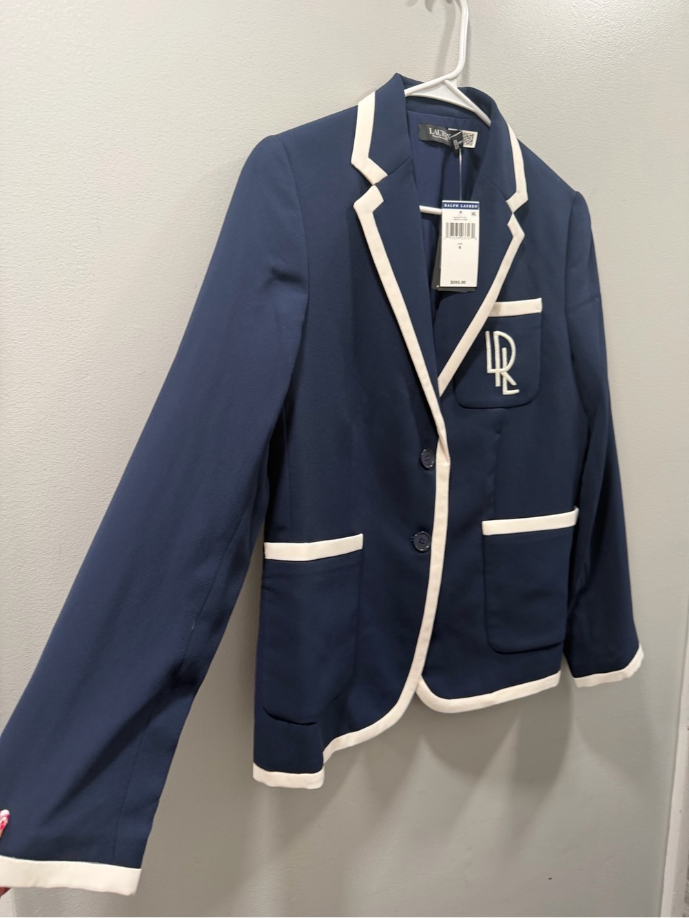 Lauren Ralph Lauren Navy Contrast-Trim Blazer brand new without tags tags size 8